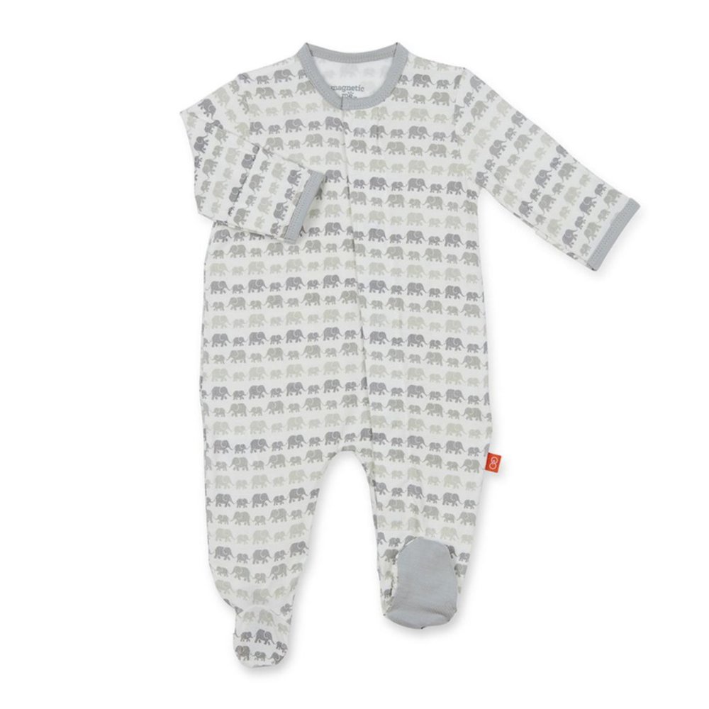 Dancing Elephants Modal Footie in Grey